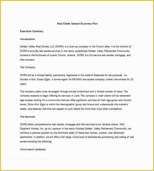 Free Real Estate Business Plan Template Word Of Real Estate Business Plan Template 16 Free Word Excel