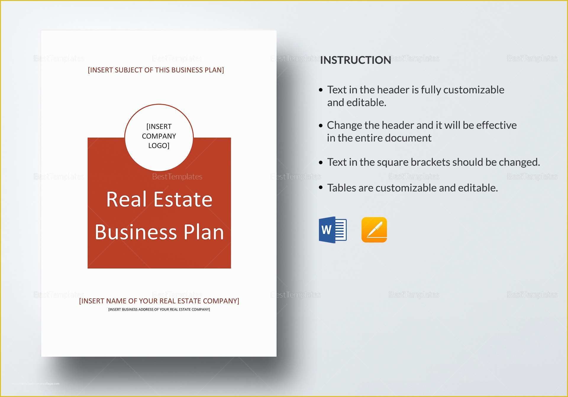 Free Real Estate Business Plan Template Word Of Real Estate Business Plan Template In Word Google Docs