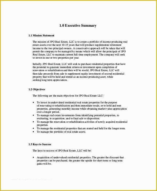 Free Real Estate Business Plan Template Word Of Real Estate Business Plan Template Pdf – Miyamufo
