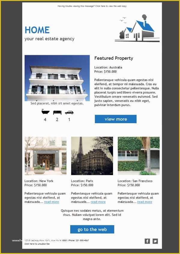 Free Real Estate Email Templates Of Free Email Templates Download Design Real Estate Agency