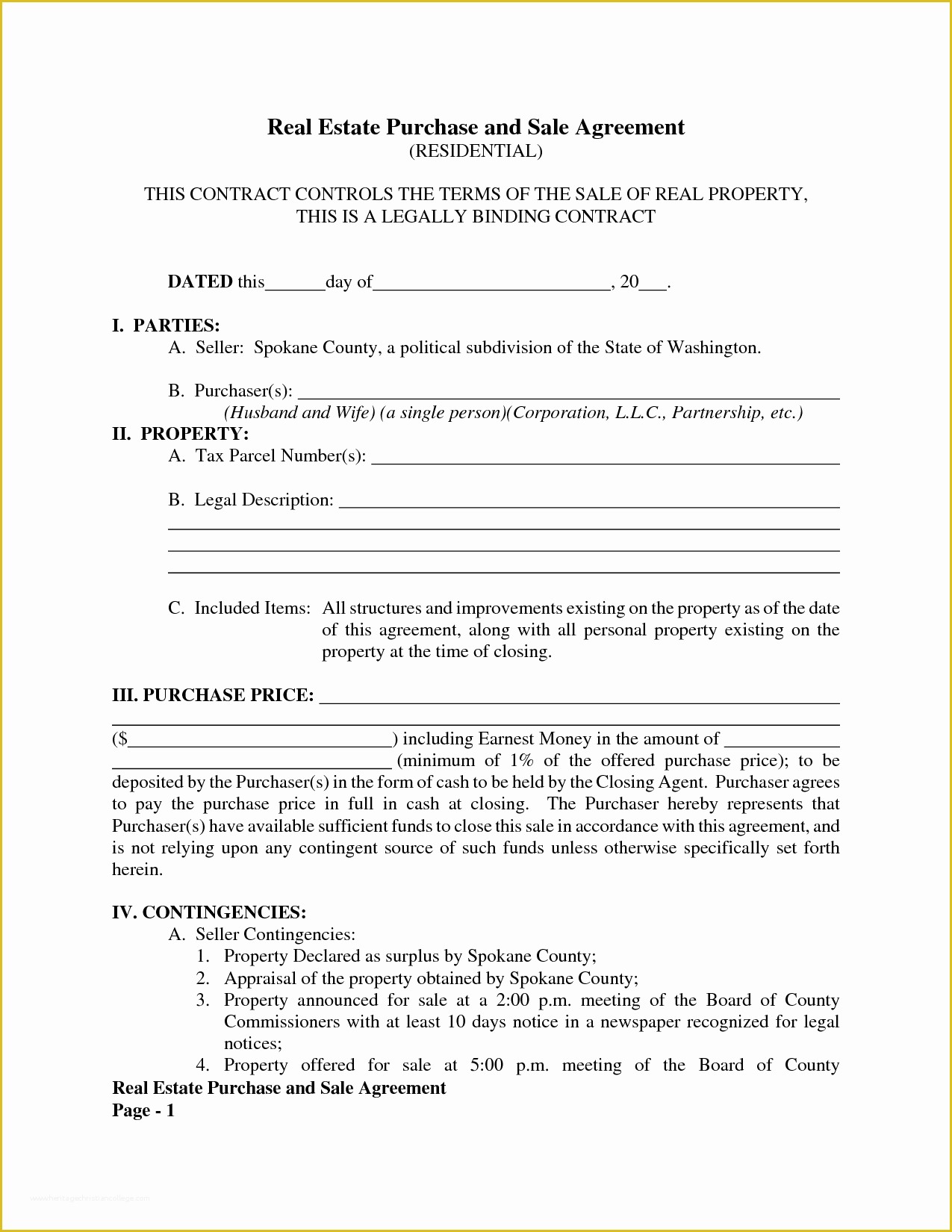 Free Real Estate Purchase and Sale Agreement Template Of 10 Best Of Purchase Sale Agreement Blank form
