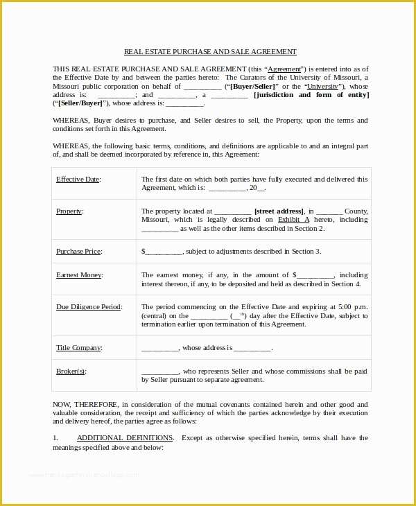 Free Real Estate Purchase and Sale Agreement Template Of 19 Purchase and Sale Agreement Templates Word Pdf