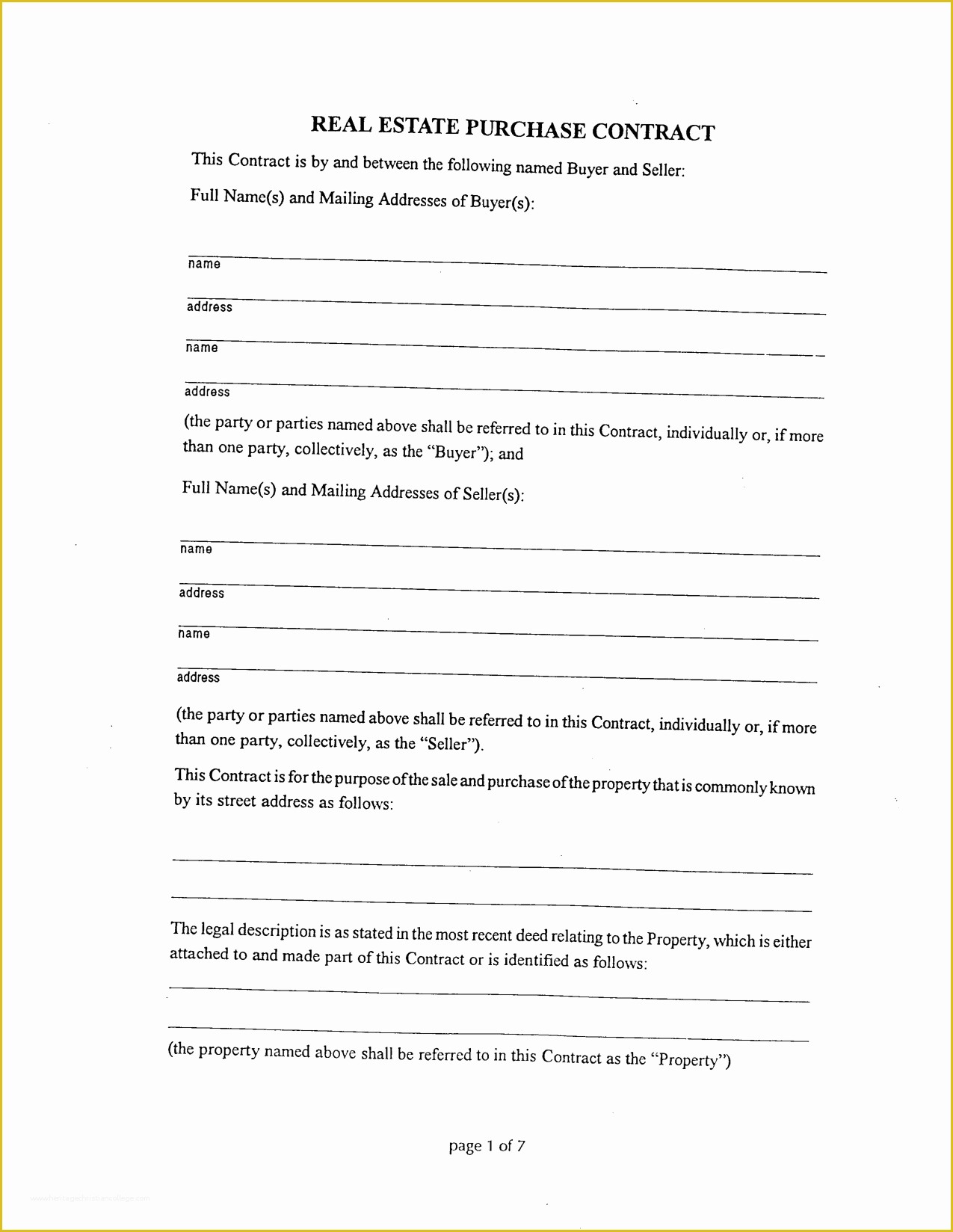 Free Real Estate Purchase and Sale Agreement Template Of 20 Printable Blank Contract Template Examples Thogati