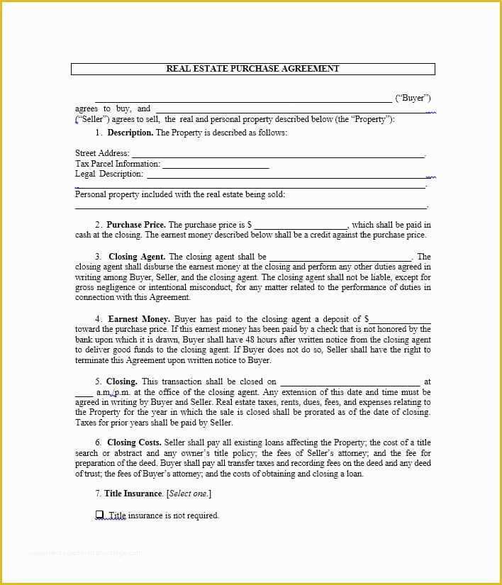 Free Real Estate Purchase and Sale Agreement Template Of 37 Simple Purchase Agreement Templates [real Estate Business]