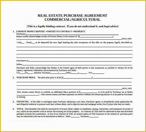 Free Real Estate Purchase and Sale Agreement Template Of 8 Real Estate Purchase Agreement Samples Templates