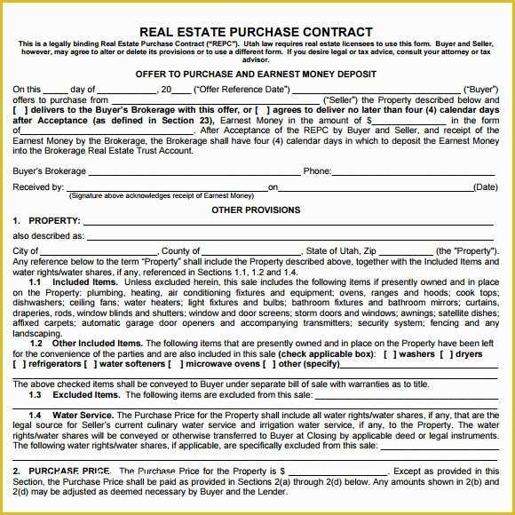 Free Real Estate Purchase and Sale Agreement Template Of Sample Real Estate Purchase Agreement 7 Examples format