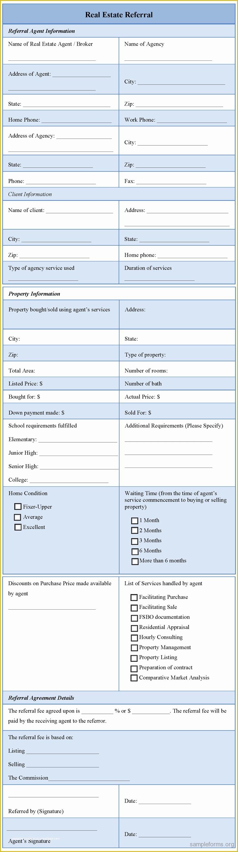 Free Real Estate Referral form Template Of 12 Best S Of Real Estate Agent Referral form Free