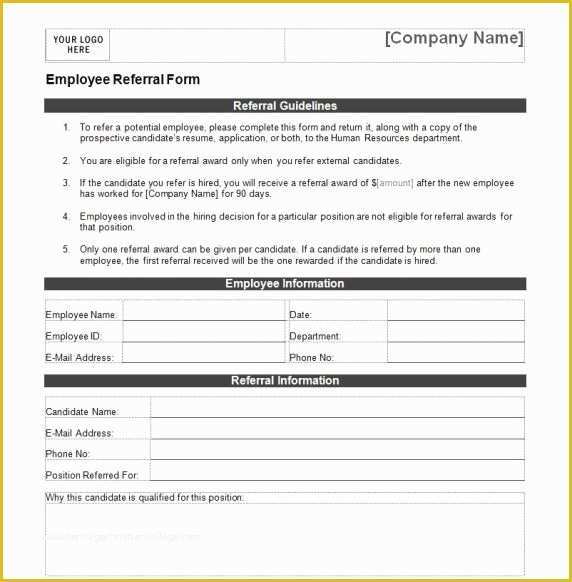 Free Real Estate Referral form Template Of 4 Employee Referral form Templates