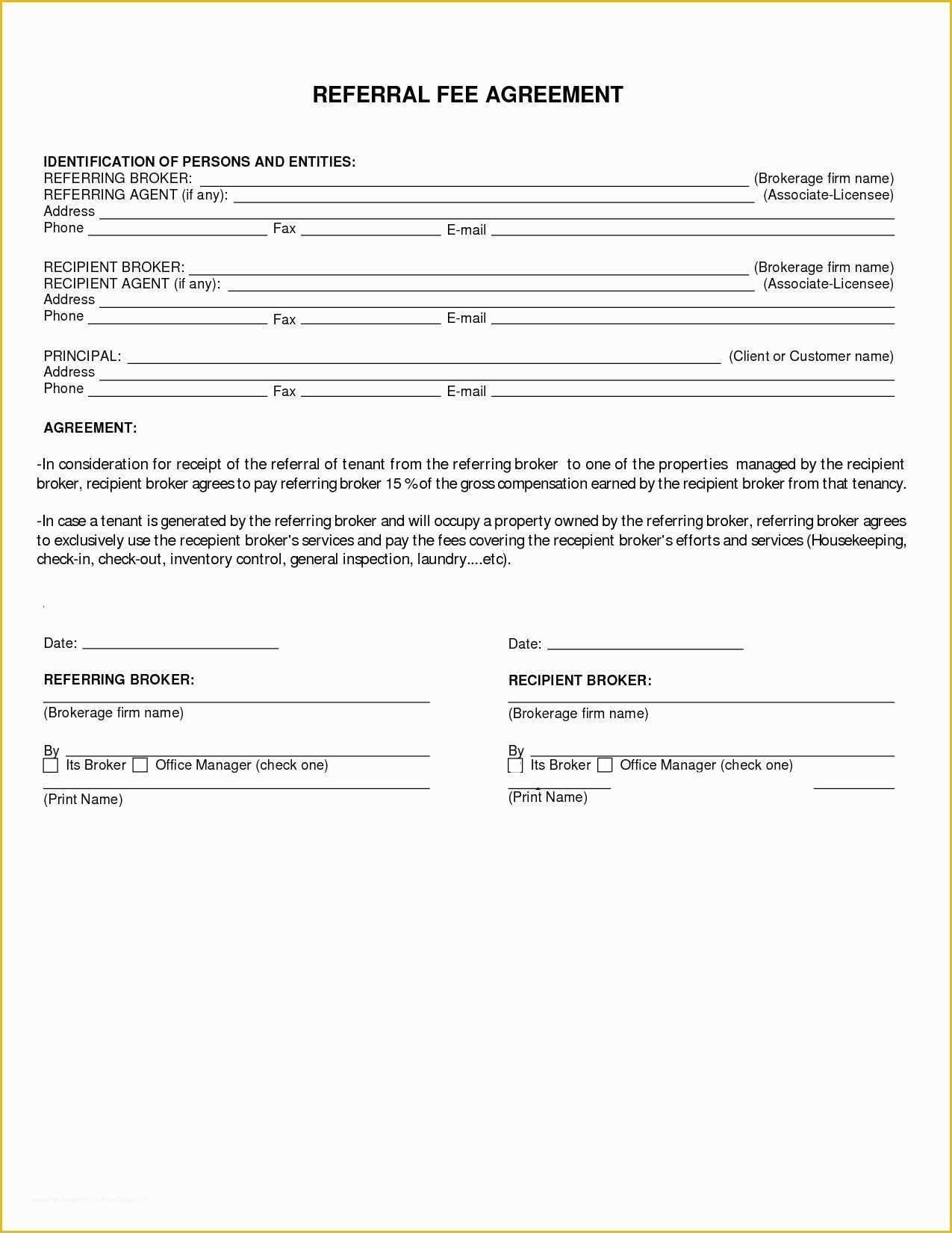 Real Estate Referral Form Printable