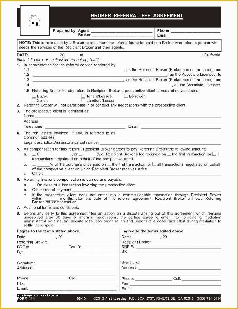 Free Real Estate Referral form Template Of Car Referral Fee Agreement form Templates Resume