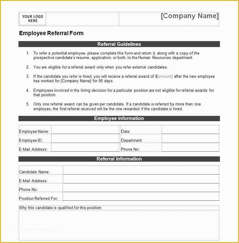 Free Real Estate Referral form Template Of Employee Referral form