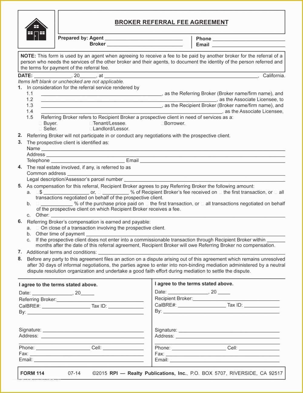 Free Real Estate Referral form Template Of Finders Fee Agreement Template Free Download Best