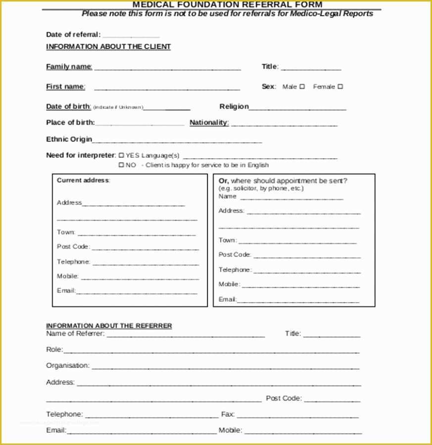 Free Real Estate Referral form Template Of Medical Referral form Template