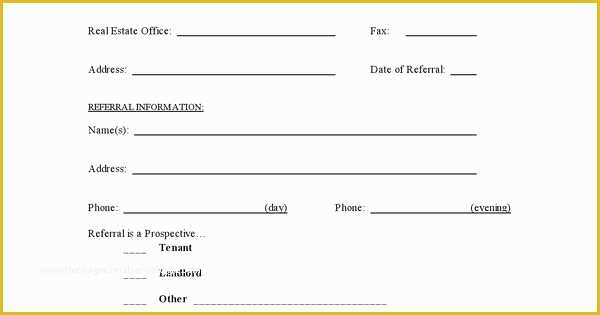 Free Real Estate Referral form Template Of Printable Referral Sheet for Realtors Template 2015