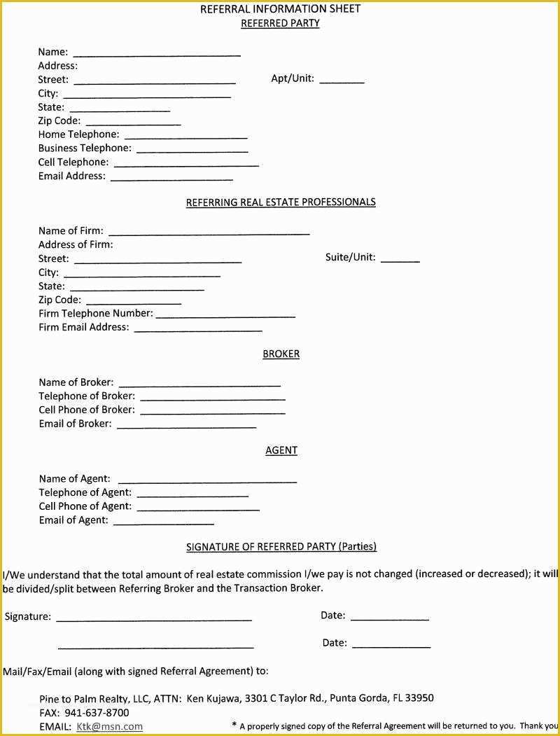 Free Real Estate Referral form Template Of Real Estate Referral Fee Agreement Useful 12 Best S