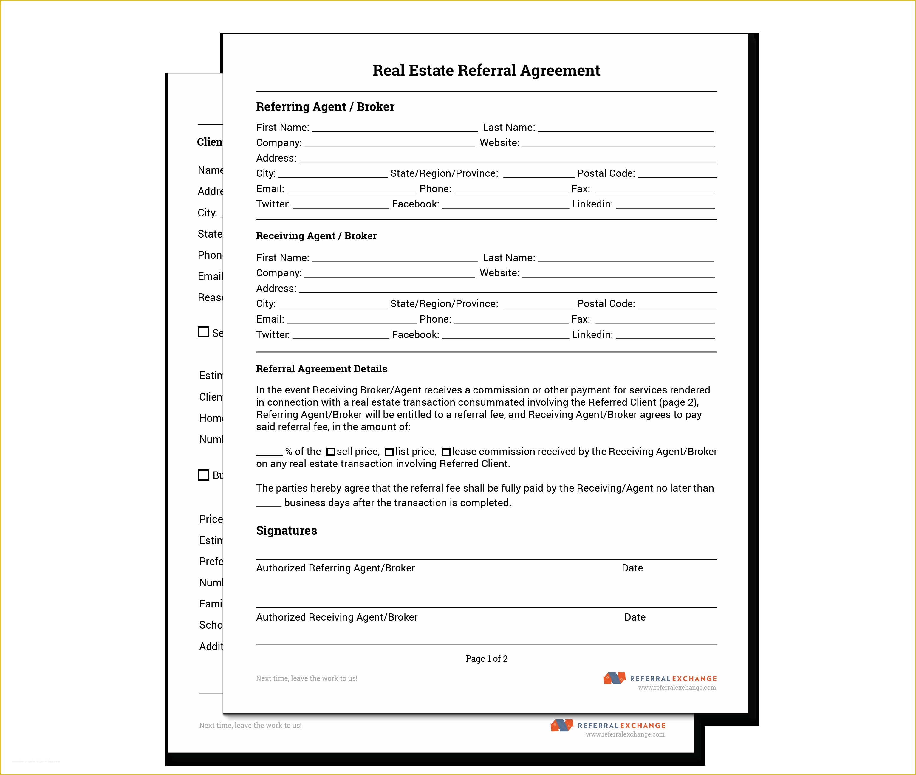 Free Real Estate Referral form Template Of Realtor Referral form Free Download
