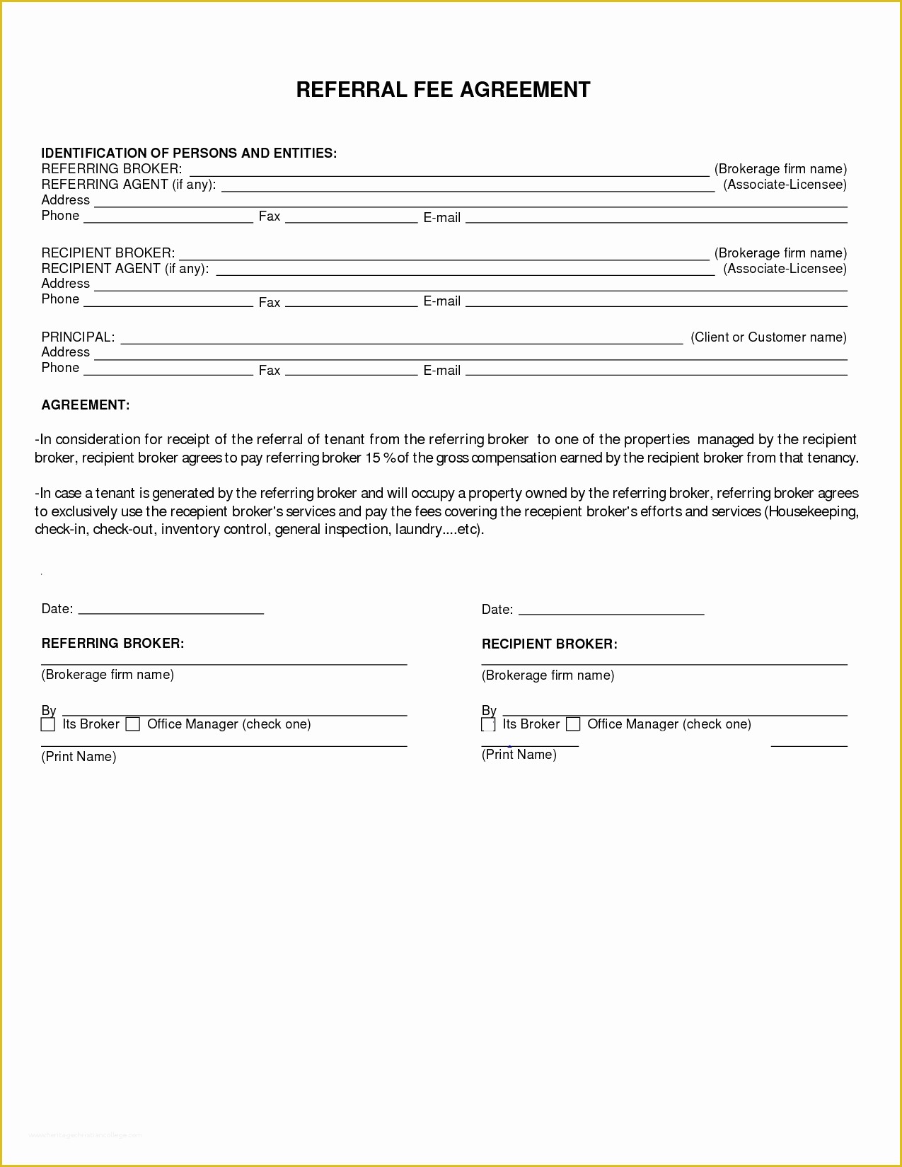 Free Real Estate Referral form Template Of Referral Agreement Related Keywords Referral Agreement