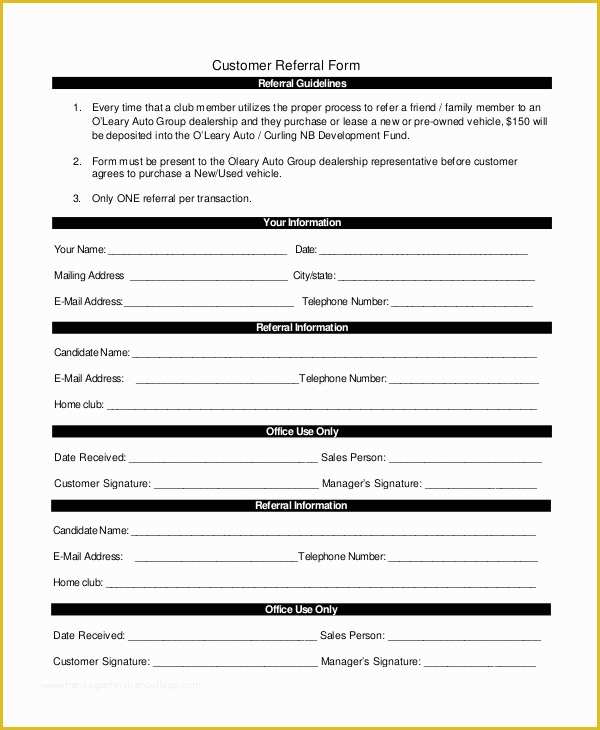 Free Real Estate Referral form Template Of Sample Referral form 10 Examples In Word Pdf