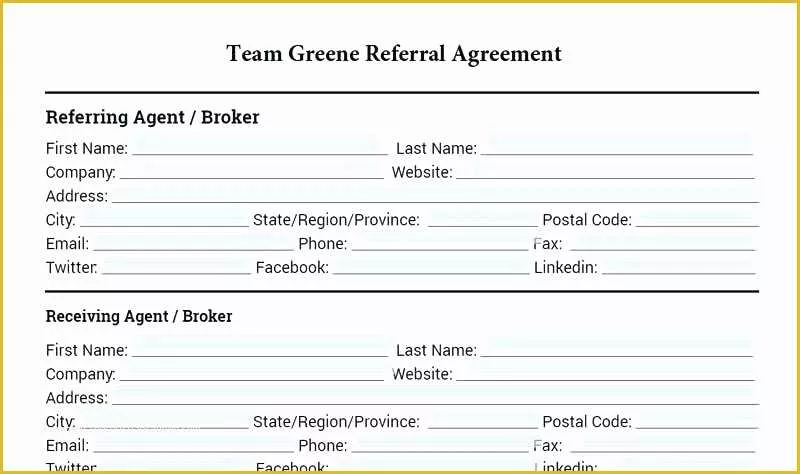 Free Real Estate Referral form Template Of Simple Referral Agreement Template Beautiful form Elegant