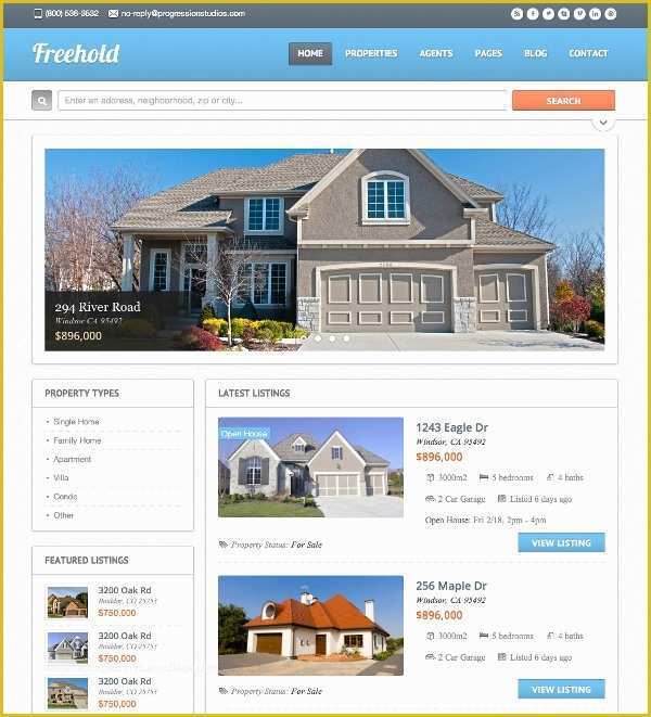 Free Real Estate Responsive Website Templates Of 20 Real Estate Website themes & Templates