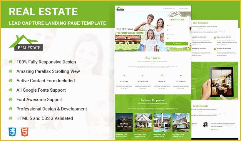 Free Real Estate Responsive Website Templates Of Best Real Estate HTML5 Responsive Landing Page Template