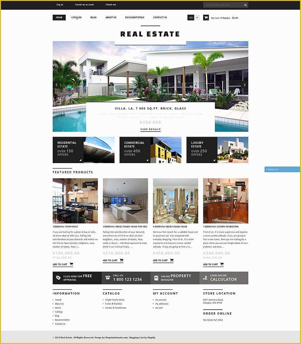 Free Real Estate Responsive Website Templates Of Bootstrap Real Estate Agency Responsive Shopify theme