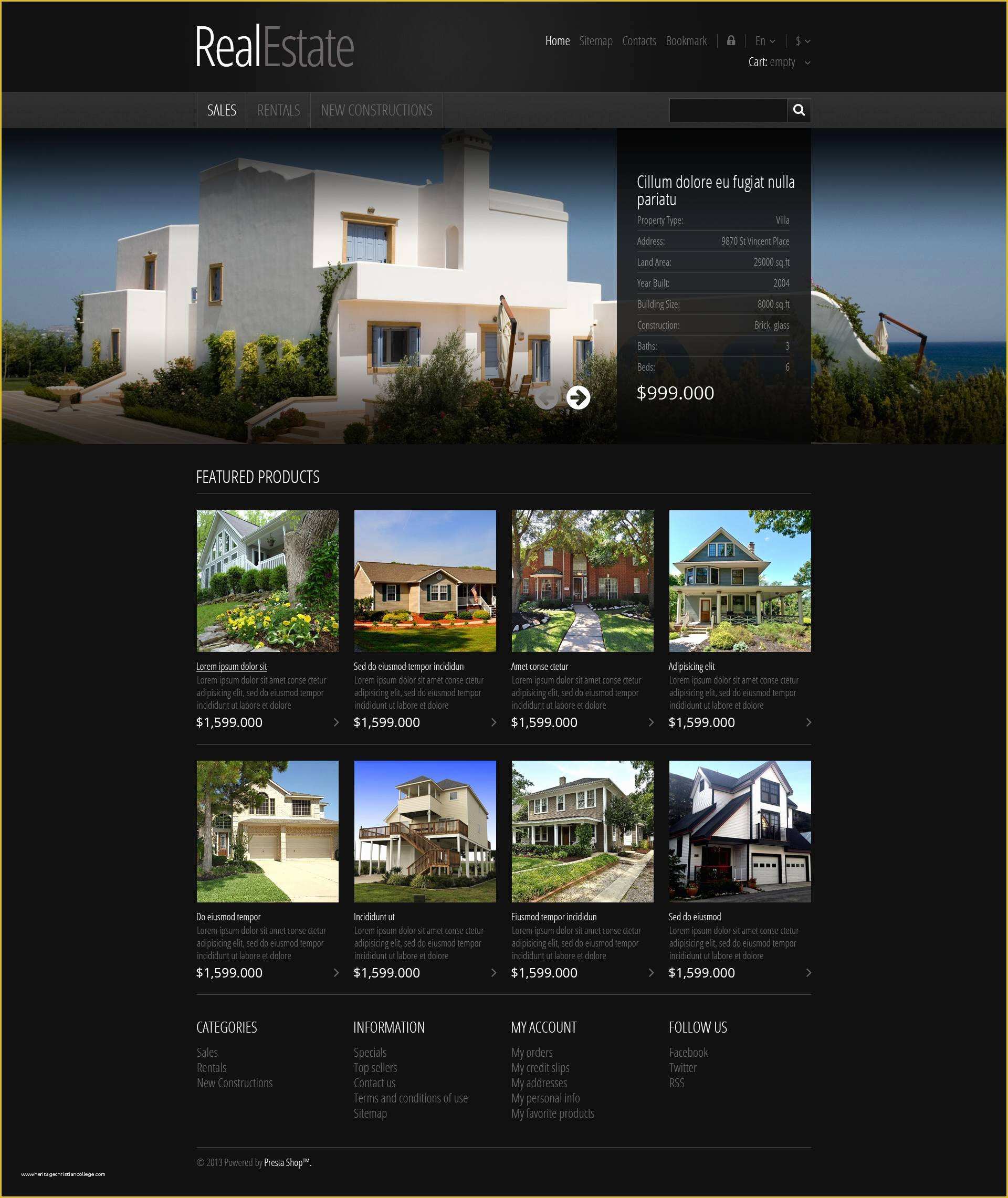 Free Real Estate Responsive Website Templates Of Responsive Real Estate Store Prestashop theme