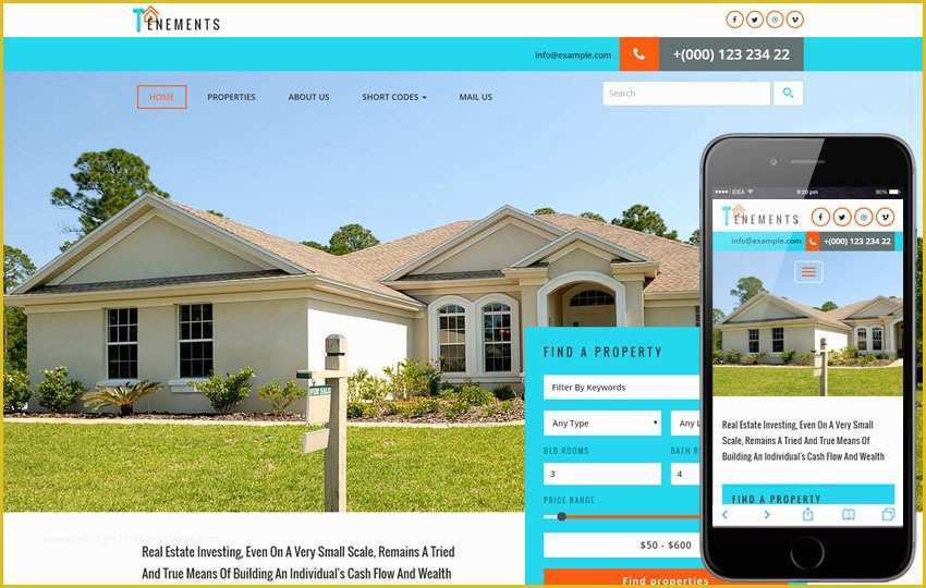 Free Real Estate Responsive Website Templates Of Tenements A Real Estate Flat Bootstrap Responsive Web Template