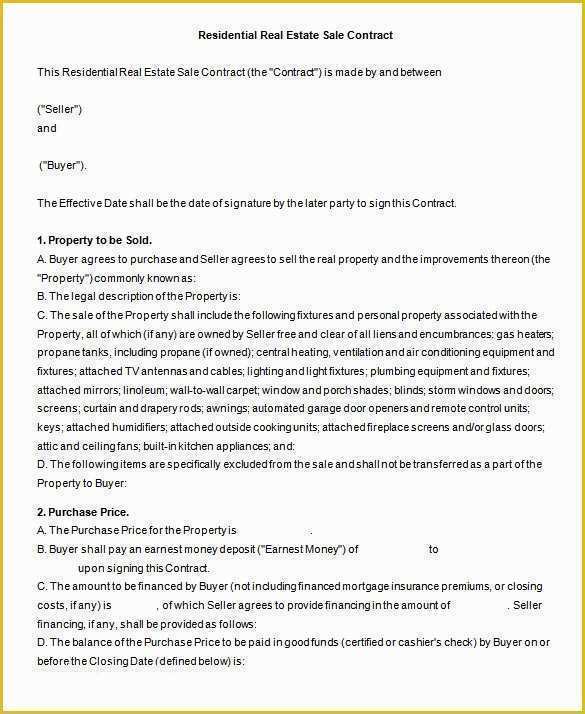 Free Real Estate Sales Agreement Template Of 14 Real Estate Contract Templates Word Pages Docs