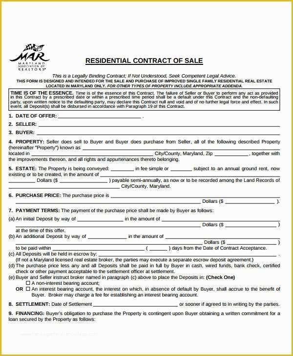 Free Real Estate Sales Agreement Template Of 15 Sales Contract Template Word Pages