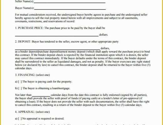 Free Real Estate Sales Agreement Template Of Free Printable Real Estate Purchase Agreement