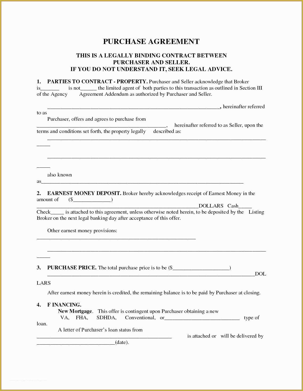 Free Real Estate Sales Agreement Template Of Free Real Estate Purchase and Sale Agreement Template Cute