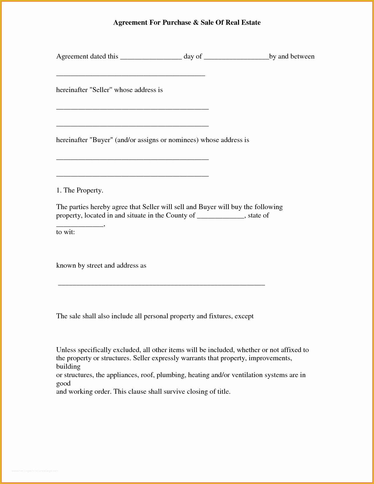 Free Real Estate Sales Agreement Template Of Free Real Estate Purchase and Sale Agreement Template