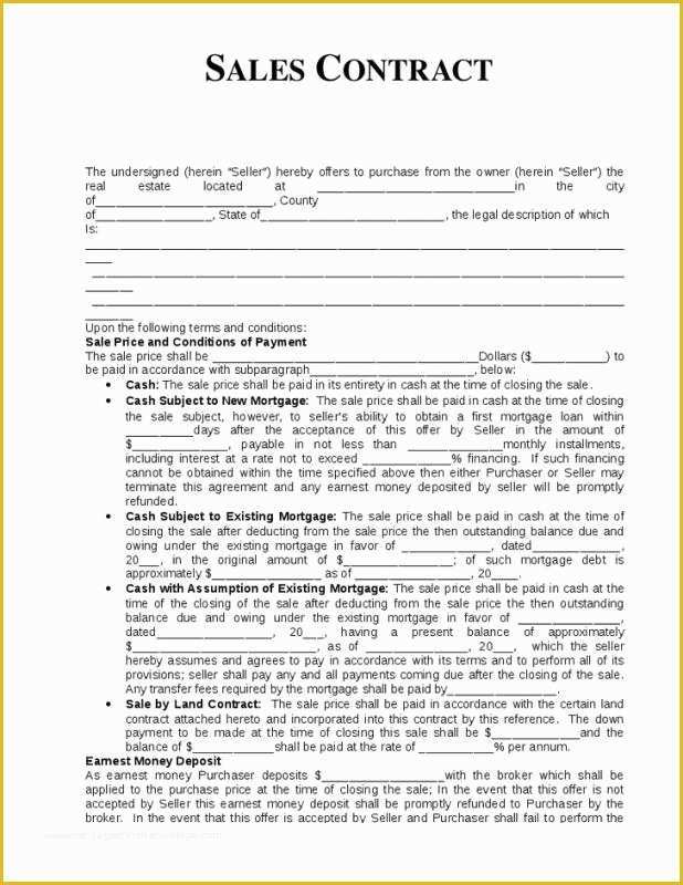 Free Real Estate Sales Agreement Template Of Sales Contract Template