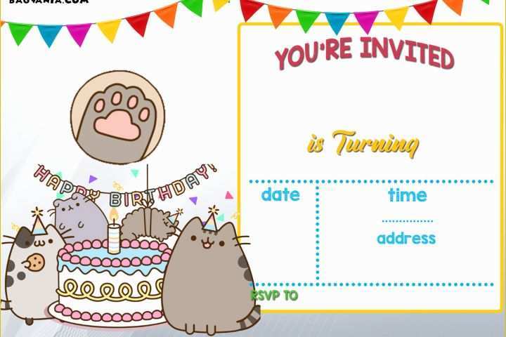 Free Reception Card Template Of Free Printable Pusheen Birthday Invitation Template