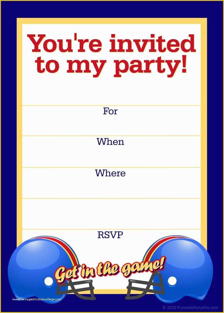 Free Reception Card Template Of Free Printable Sports Birthday Party Invitations Templates