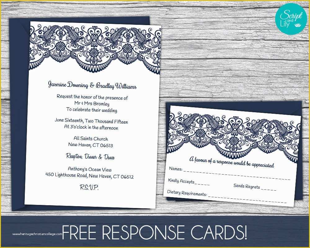 Free Reception Card Template Of Lace Wedding Invitation Template Free Response Card Template