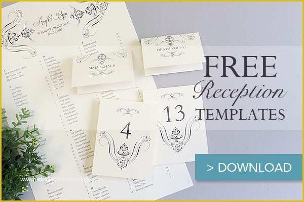 Free Reception Card Template Of Regal Scroll Reception Set Table Numbers Place Cards