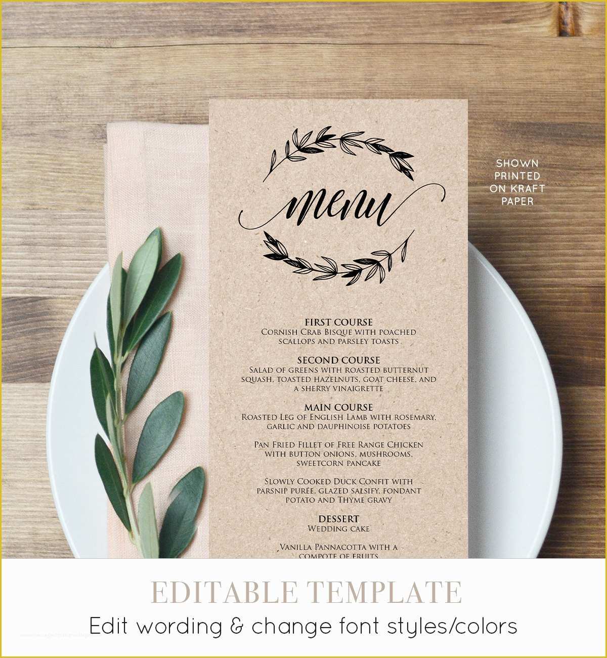 Free Reception Card Template Of Rustic Wedding Menu Template Printable Menu Card