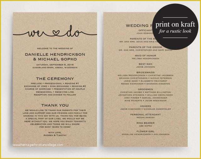 Free Reception Card Template Of Wedding Programs Instant Download Printable Template