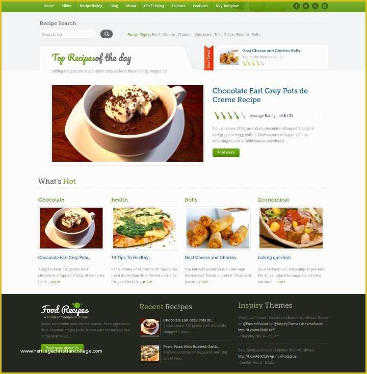 Free Recipe Blog Templates Of 17 Food Recipes Website themes &amp; Templates