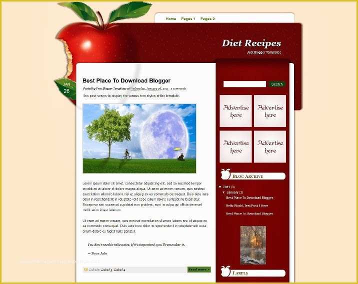 Free Recipe Blog Templates Of 20 Free Blogger Templates for Health Webprecis