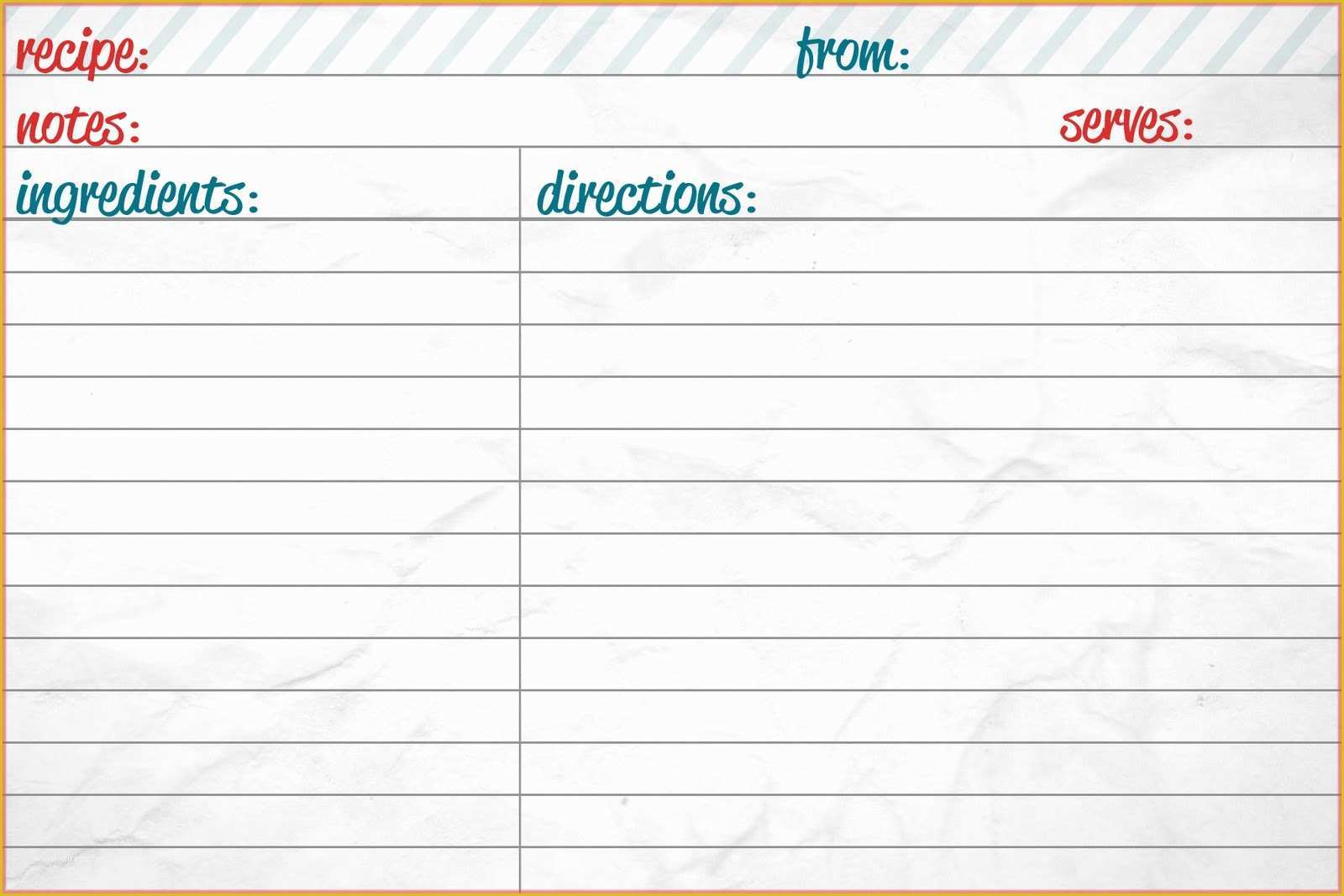 Free Recipe Blog Templates Of Blank Recipe Cards