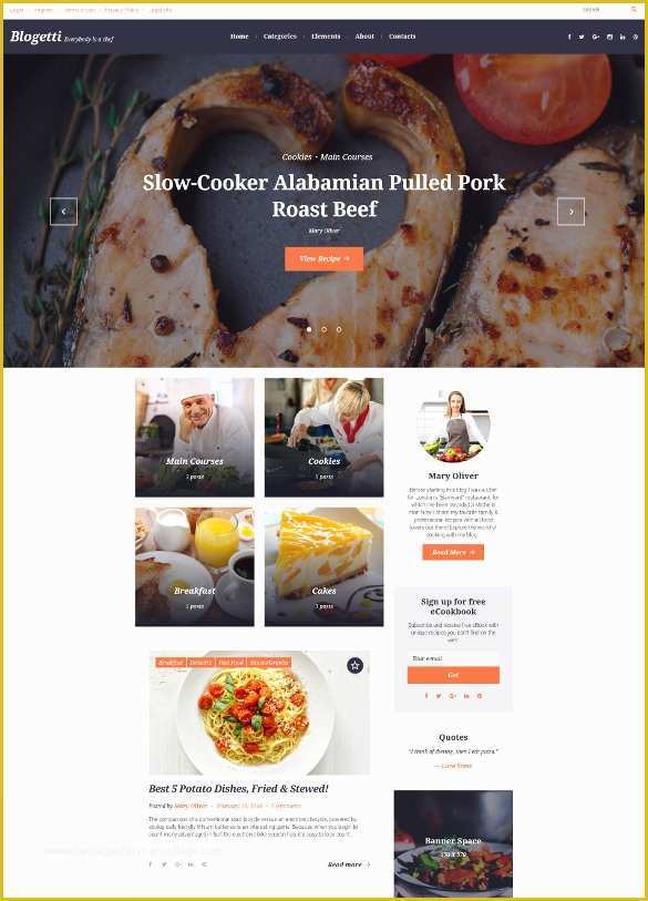 Free Recipe Blog Templates Of Food Recipe Blog Website Templates & themes