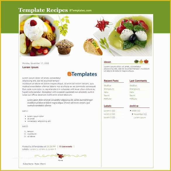 Free Recipe Blog Templates Of Food Recipe Blog Website Templates & themes