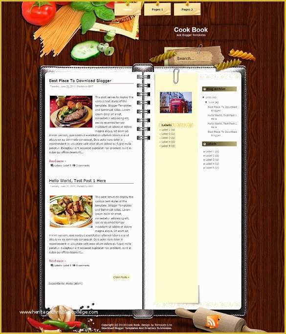Free Recipe Blog Templates Of Food Recipe Blog Website Templates & themes