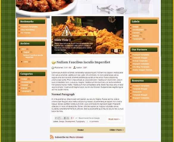 Free Recipe Blog Templates Of Food Recipe Blog Website Templates &amp; themes