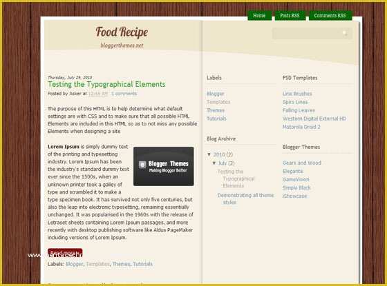 Free Recipe Blog Templates Of Food Recipe Blogger Template