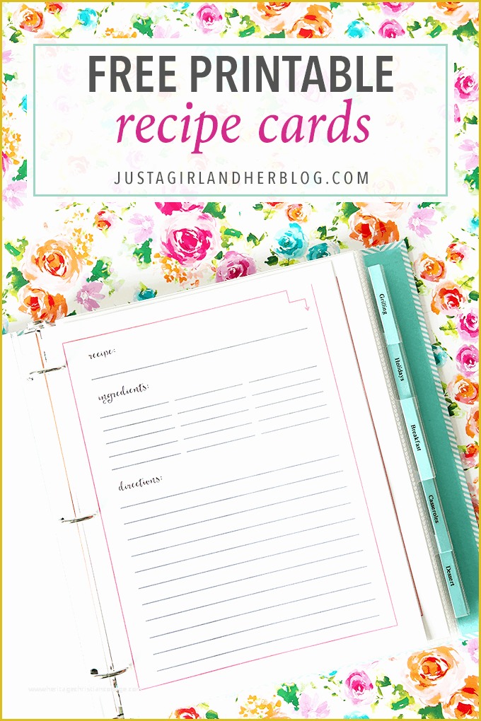 Free Recipe Blog Templates Of Free Printable Recipe Cards Just A Girl and Her Blog