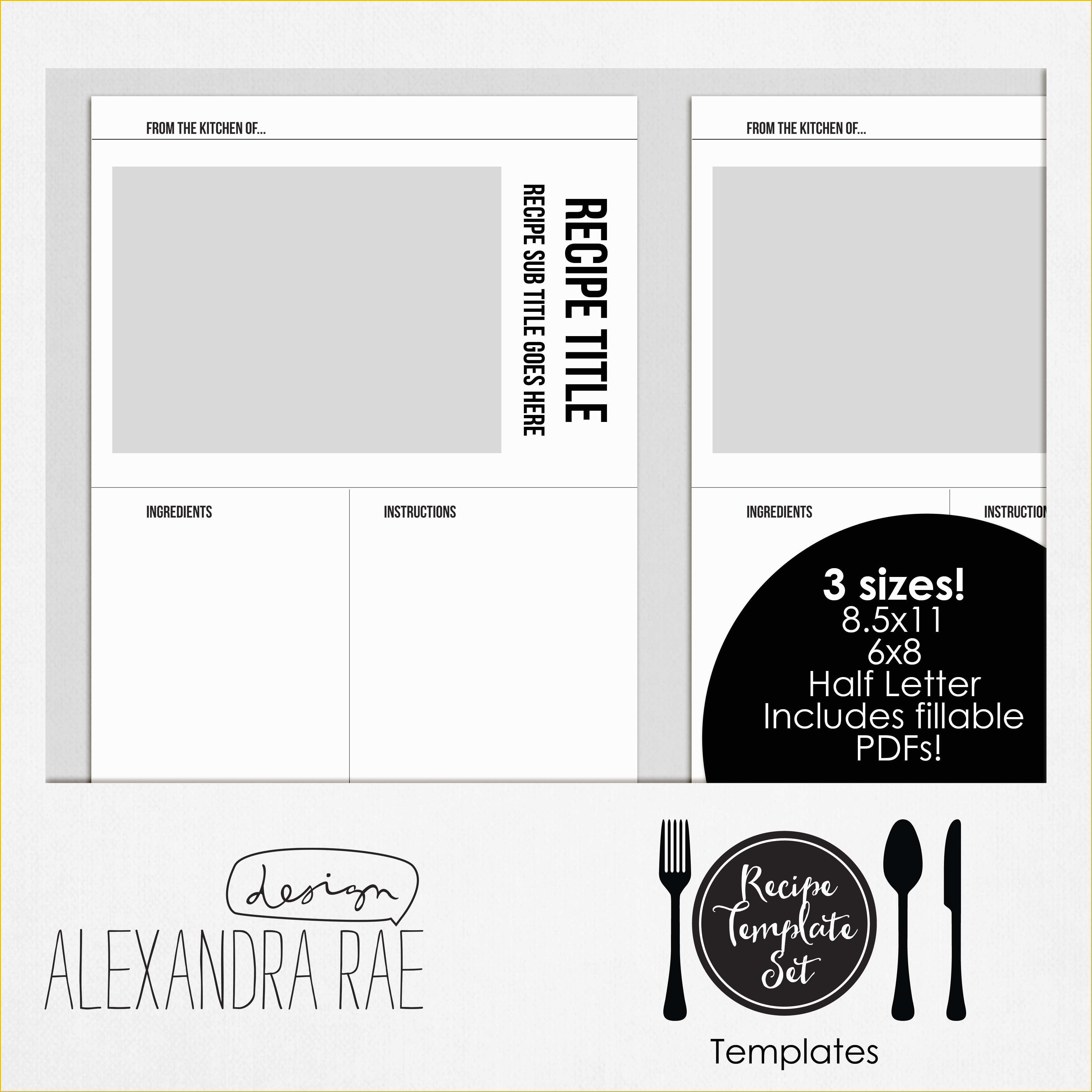 Free Recipe Blog Templates Of Recipe Template Set